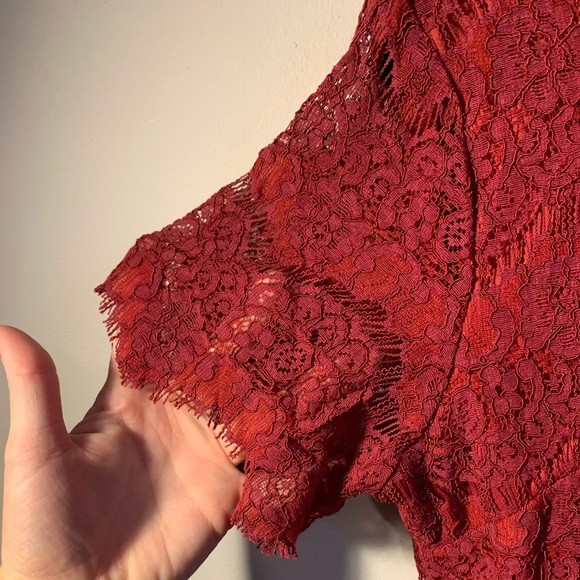 Red Lace Midi Dress - Picture 4 of 12